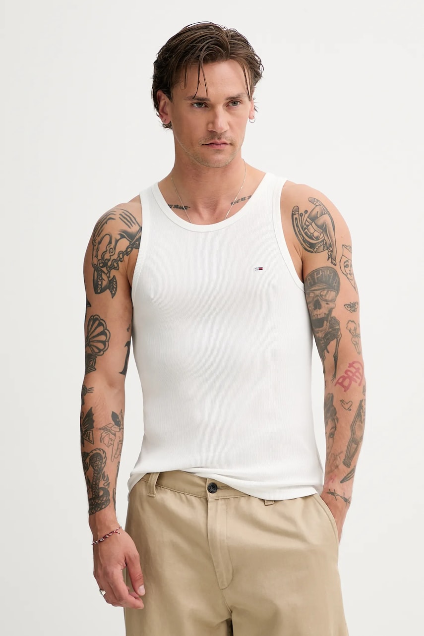 Levně Tričko Tommy Jeans bílá barva, DM0DM21927