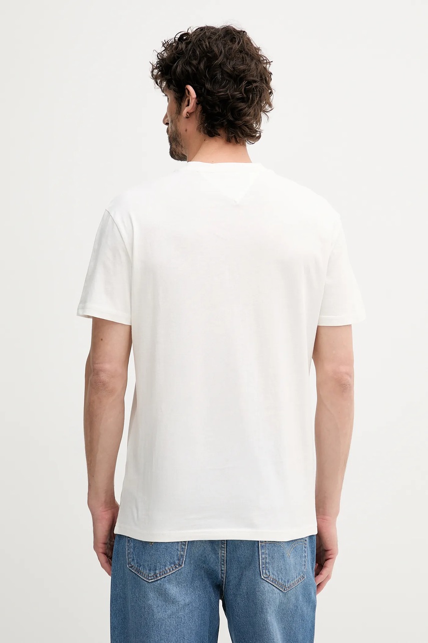 Хлопковая футболка Tommy Jeans цвет белый с принтом DM0DM21941