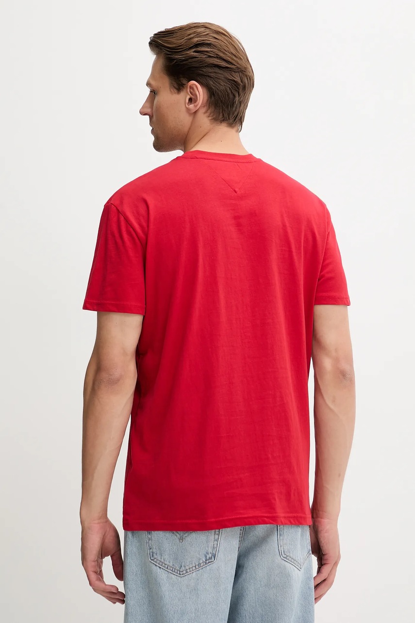 Хлопковая футболка Tommy Jeans цвет красный с принтом DM0DM21941
