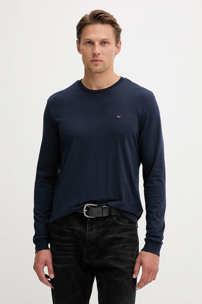 Tommy Jeans longsleeve 2-pack culoarea bleumarin, uni DM0DM22148