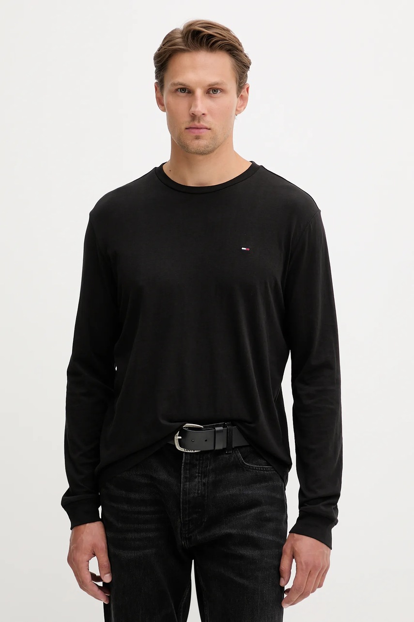Хлопковый лонгслив Tommy Jeans 2 шт цвет синий однотонный DM0DM22148 Хлопковый лонгслив Tommy Jeans 2 шт цвет синий однотонный DM0DM22148