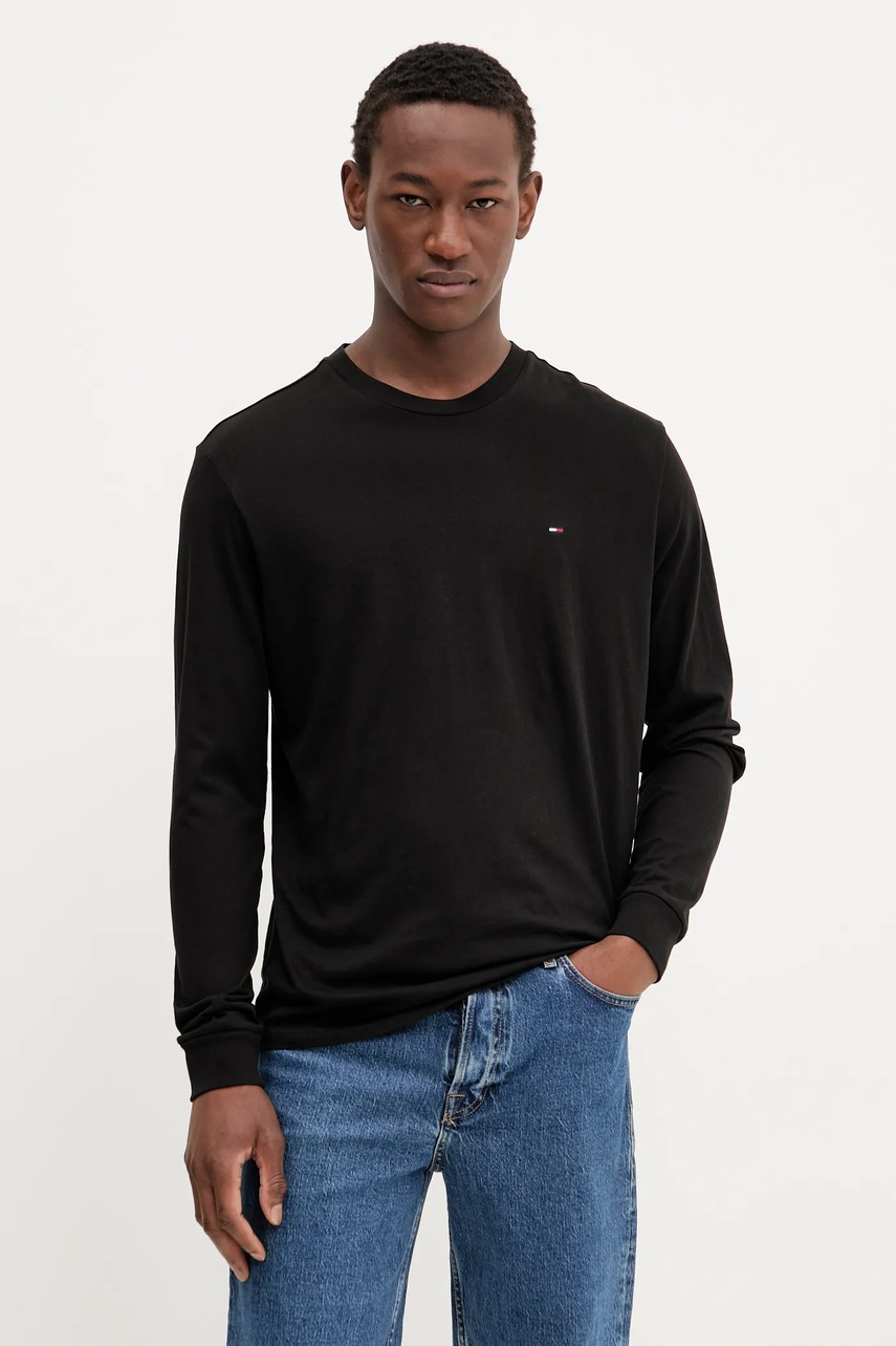 Хлопковый лонгслив Tommy Jeans 2 шт цвет чёрный однотонный DM0DM22148