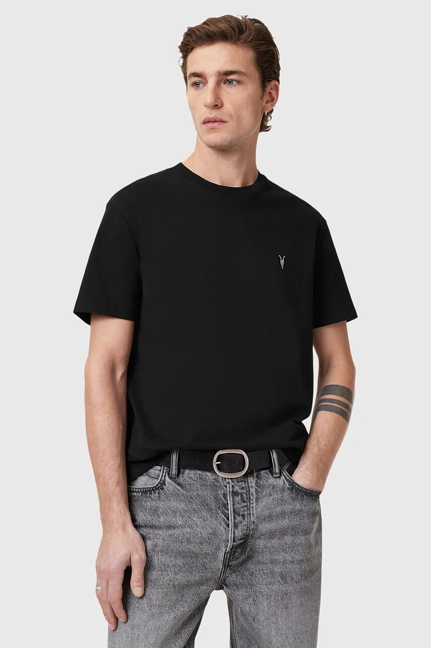 AllSaints tricou din bumbac DEXTER culoarea negru, uni, M005JD