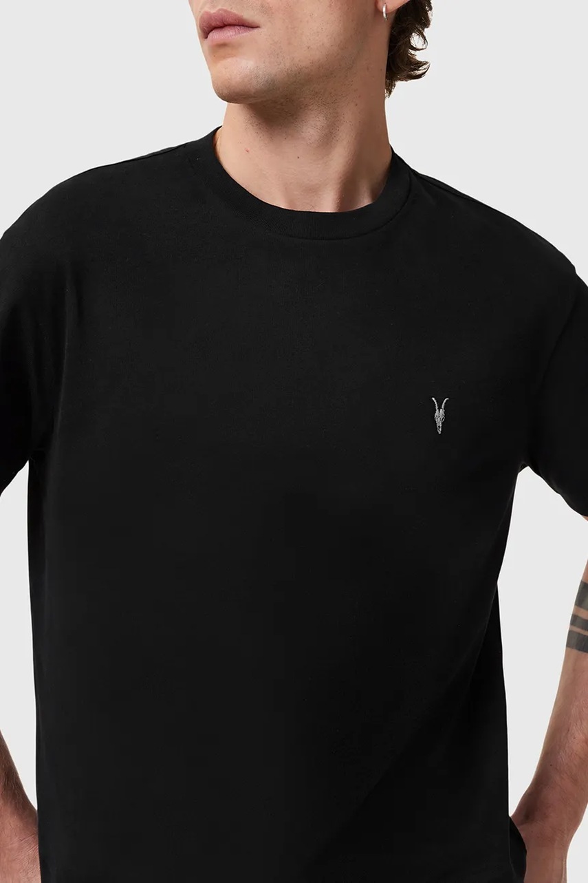 Хлопковая футболка AllSaints DEXTER цвет чёрный однотонная M005JD