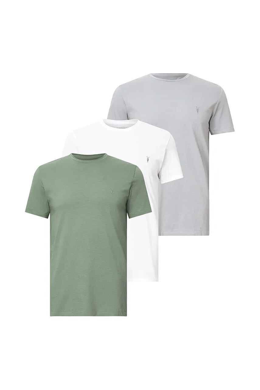 AllSaints tricou din bumbac TONIC 3-pack culoarea alb, uni, M029JB