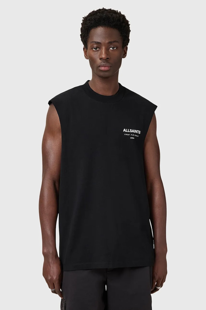 AllSaints top din bumbac UNDERGROUND culoarea negru, M038PC