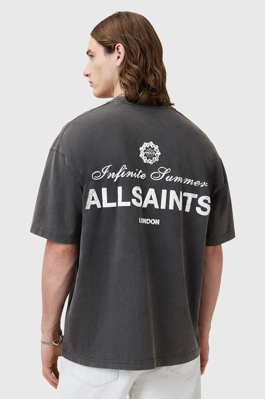 Хлопковая футболка AllSaints SOLEIL цвет чёрный с принтом M051PC