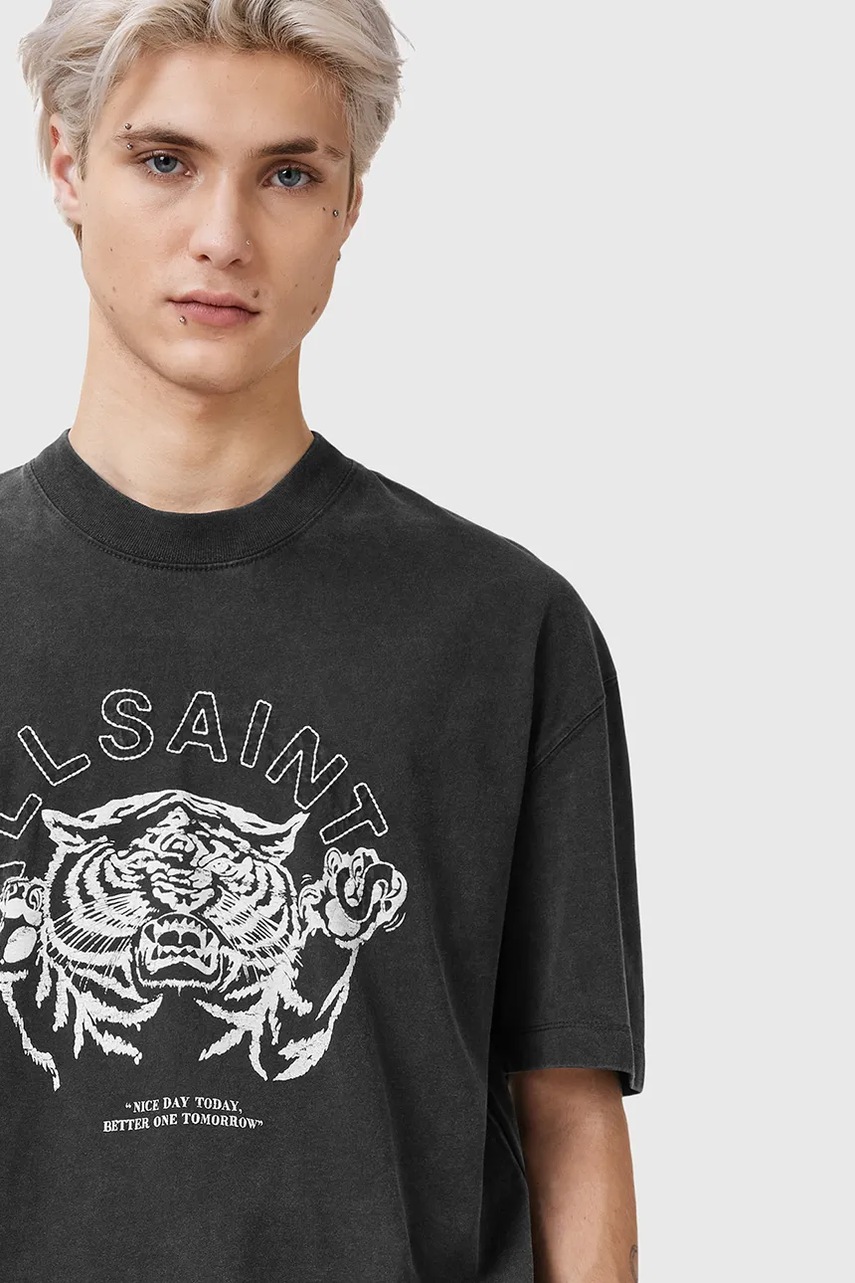 Хлопковая футболка AllSaints BETTER цвет серый с принтом M060PC