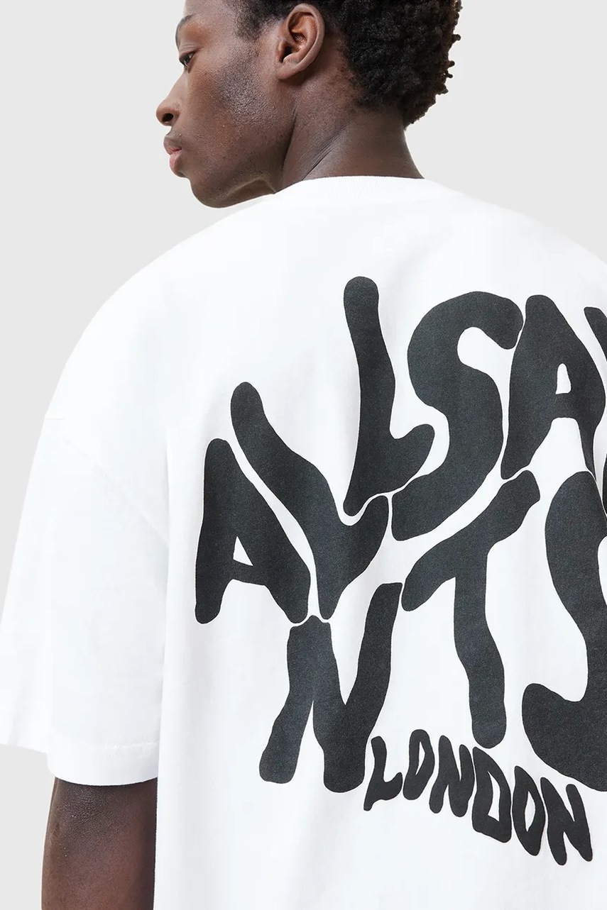 Хлопковая футболка AllSaints ORLANDO цвет зелёный с принтом M066PC