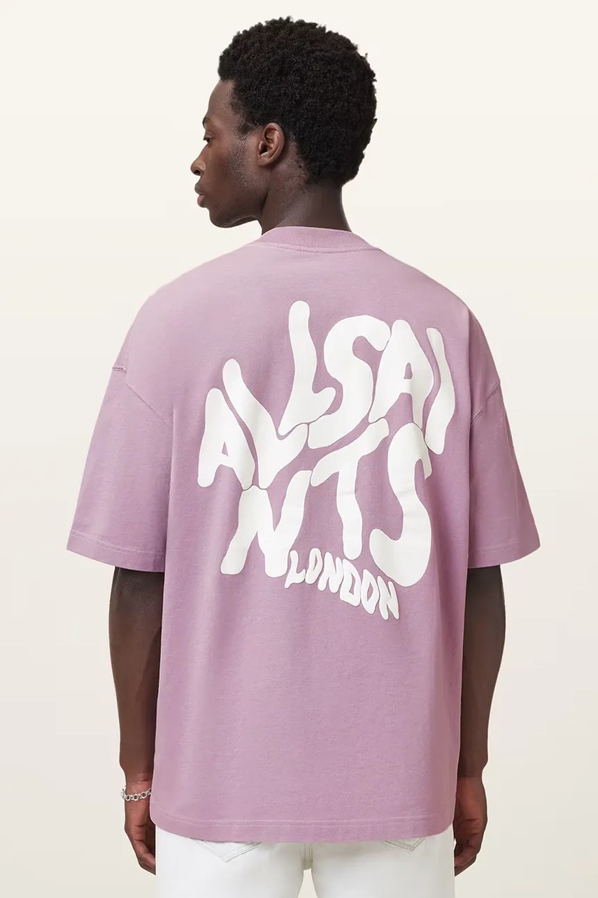 Хлопковая футболка AllSaints ORLANDO цвет серый с принтом M066PC