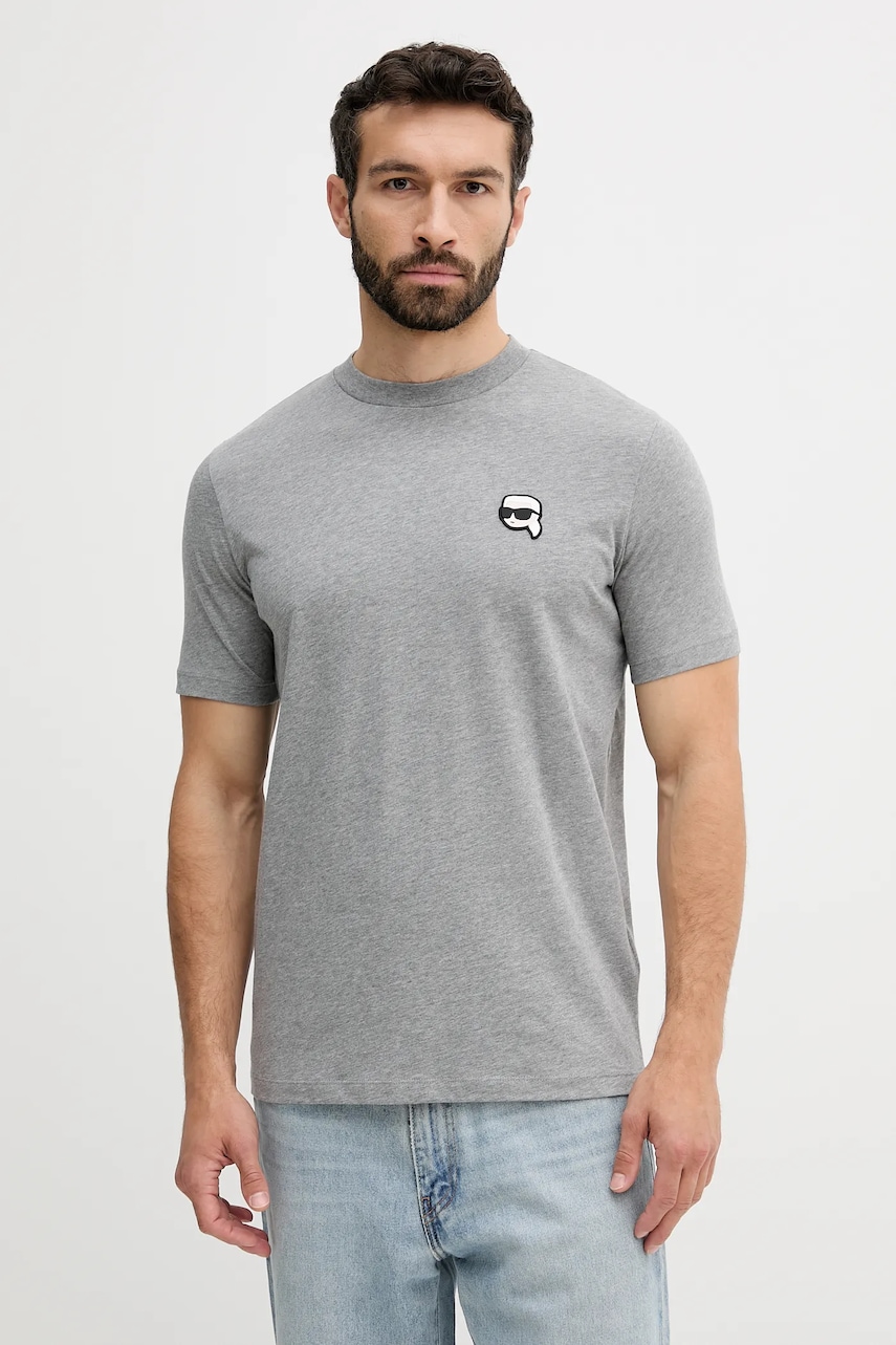 Karl Lagerfeld tricou din bumbac culoarea gri, uni, 553224.755710