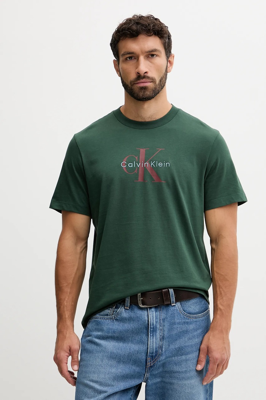 

Тениска Calvin Klein Jeans в черно с принт LV04RB862G, Зелен
