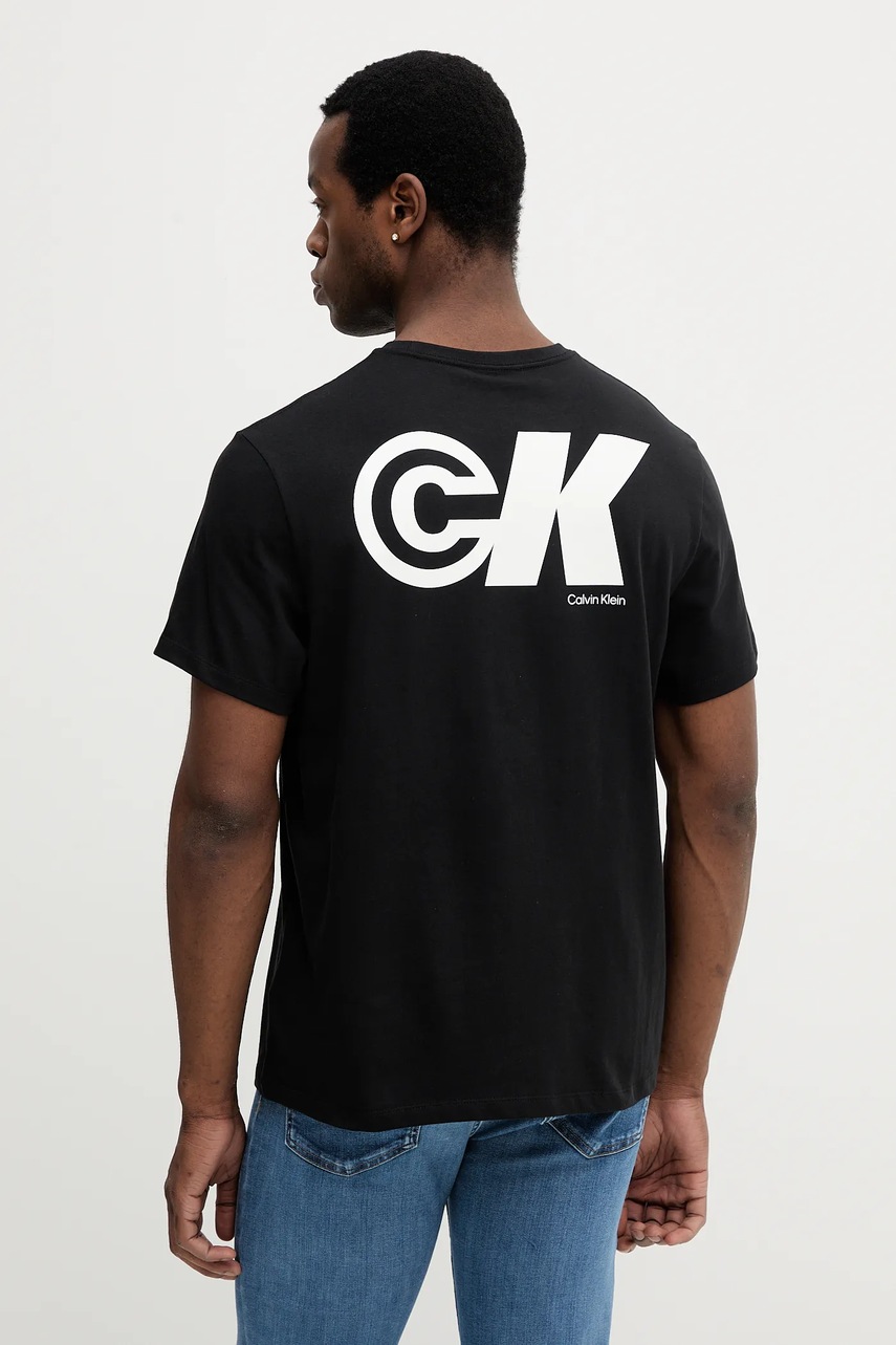 Levně Tričko Calvin Klein Jeans pánské, černá barva, s potiskem, LV04RC835G