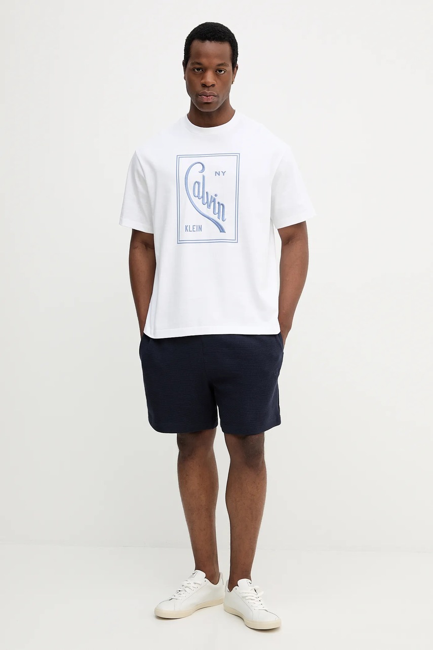 Хлопковая футболка Calvin Klein Jeans цвет белый с принтом LV04RC836G
