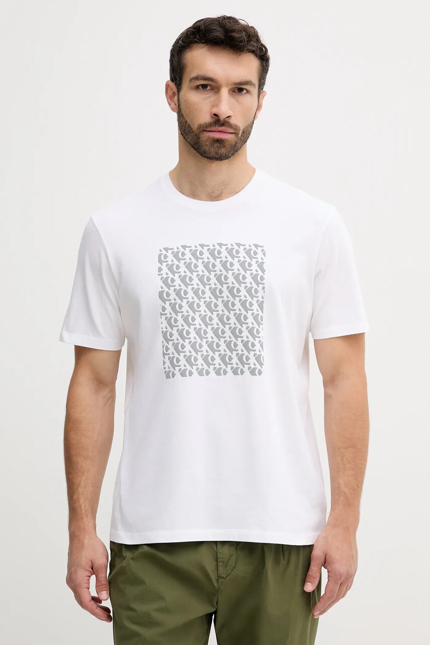 Levně Bavlněné tričko Calvin Klein Jeans pánské, bílá barva, s potiskem, LV04RC841G