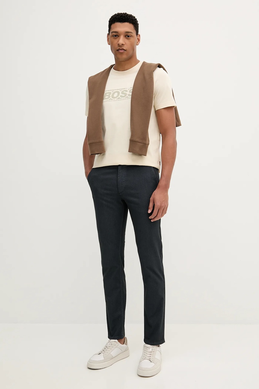 Хлопковая футболка BOSS Orange цвет жёлтый с принтом 50546381