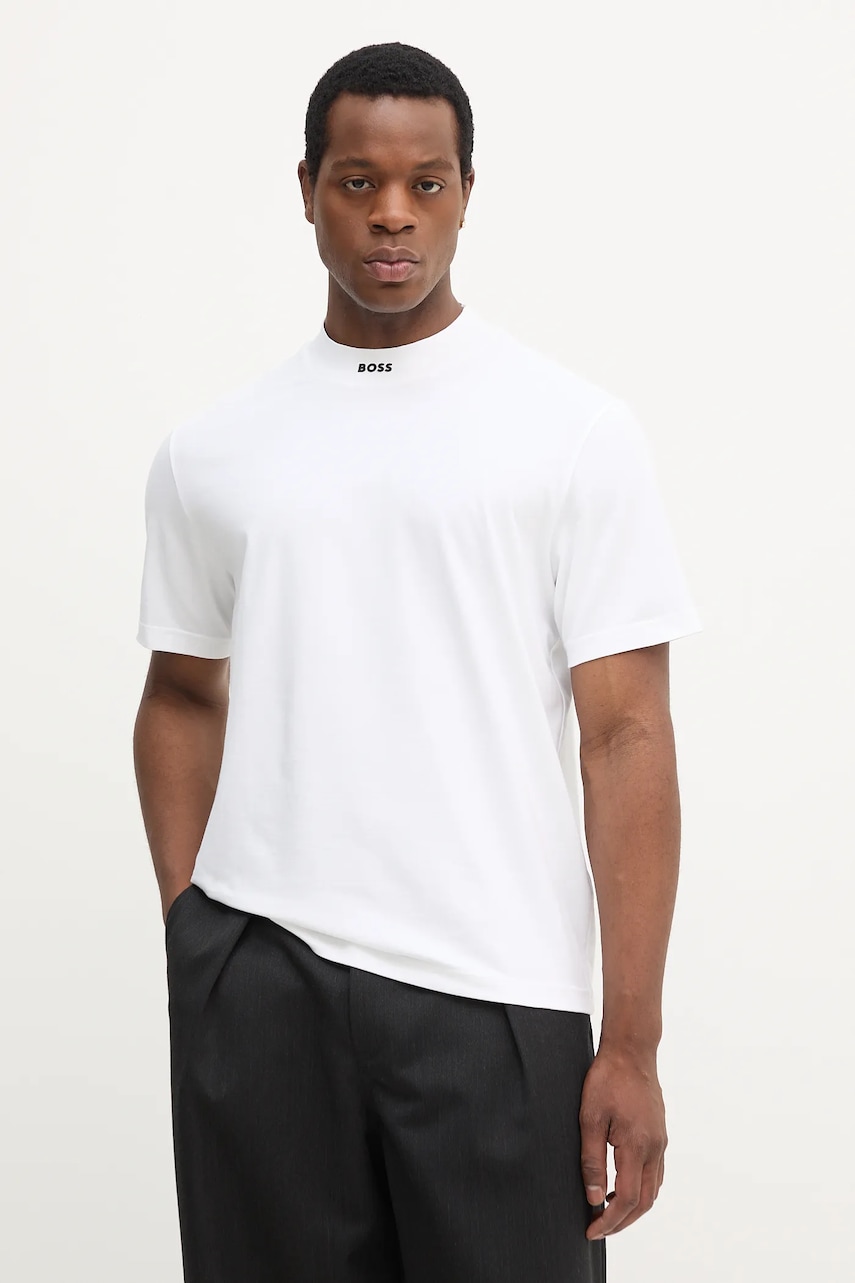 BOSS Green tricou culoarea alb, uni, 50551139