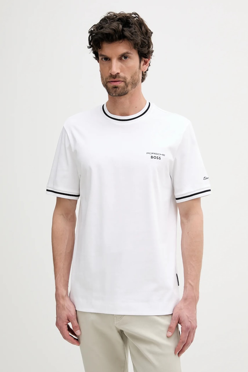 BOSS tricou din bumbac culoarea alb, uni, 50543341