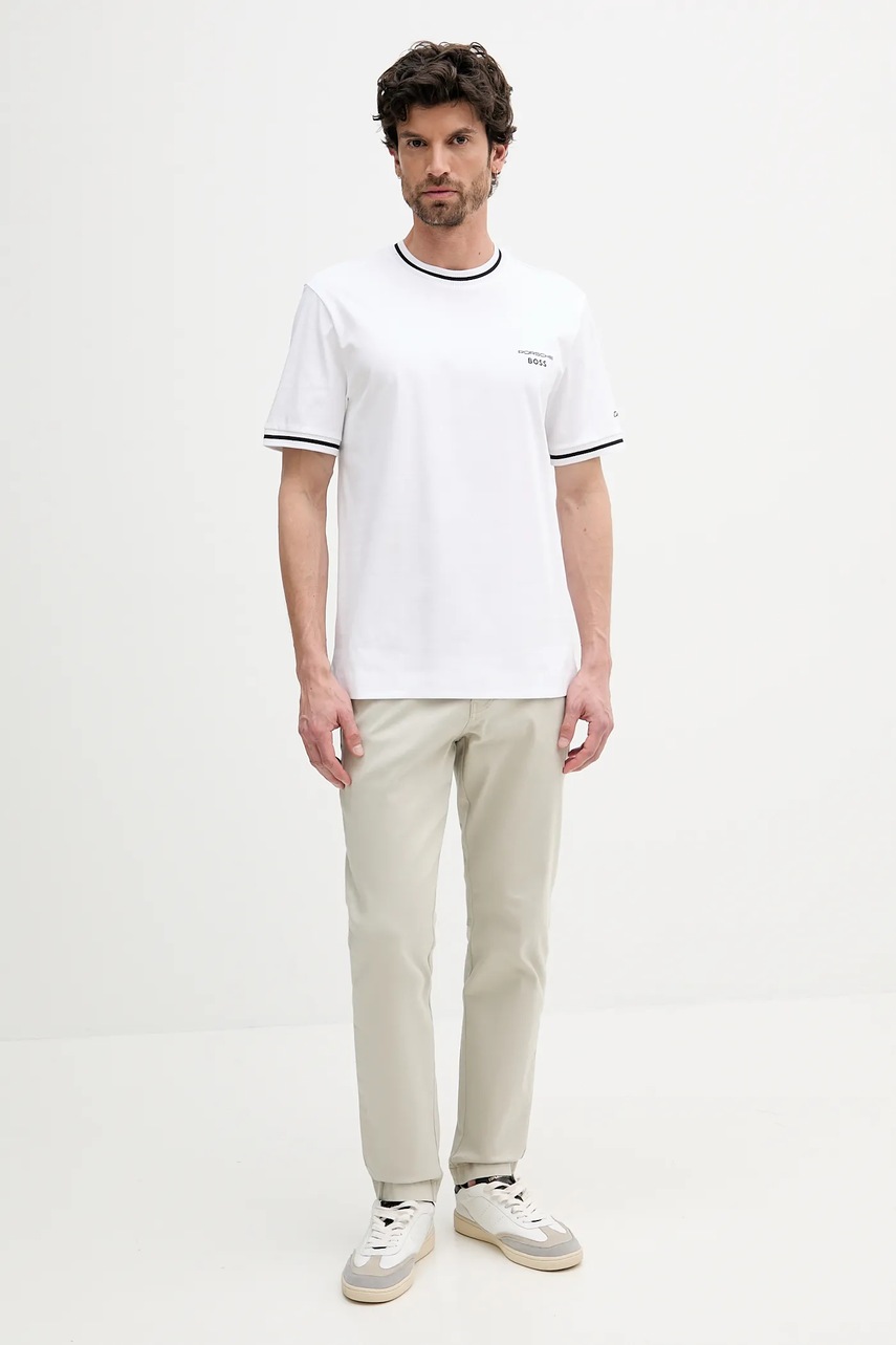 Хлопковая футболка BOSS цвет белый однотонная 50543341
