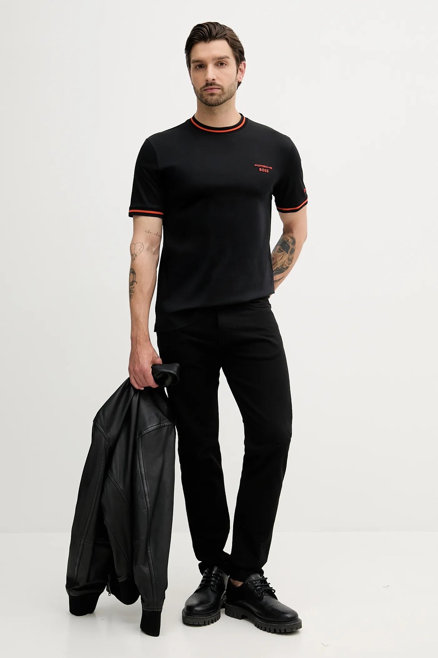 Хлопковая футболка BOSS цвет чёрный однотонная 50543341