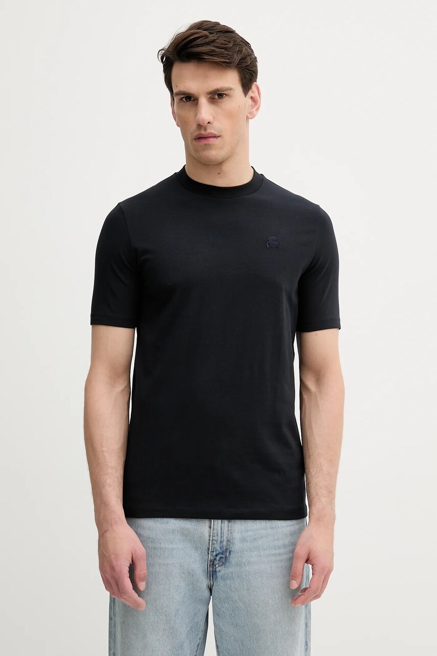 Karl Lagerfeld tricou culoarea bleumarin, uni, 553221.755750