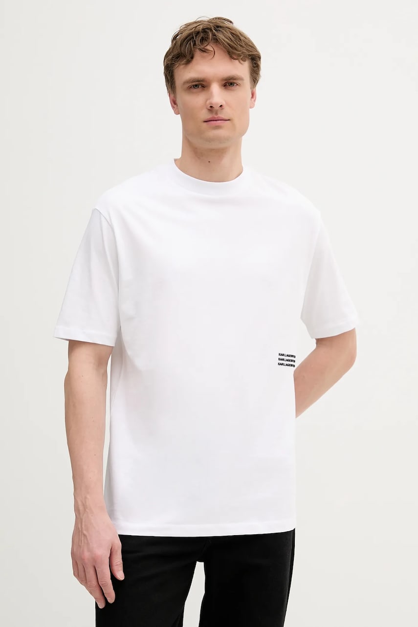 Karl Lagerfeld tricou din bumbac culoarea alb, uni, 553225.755151