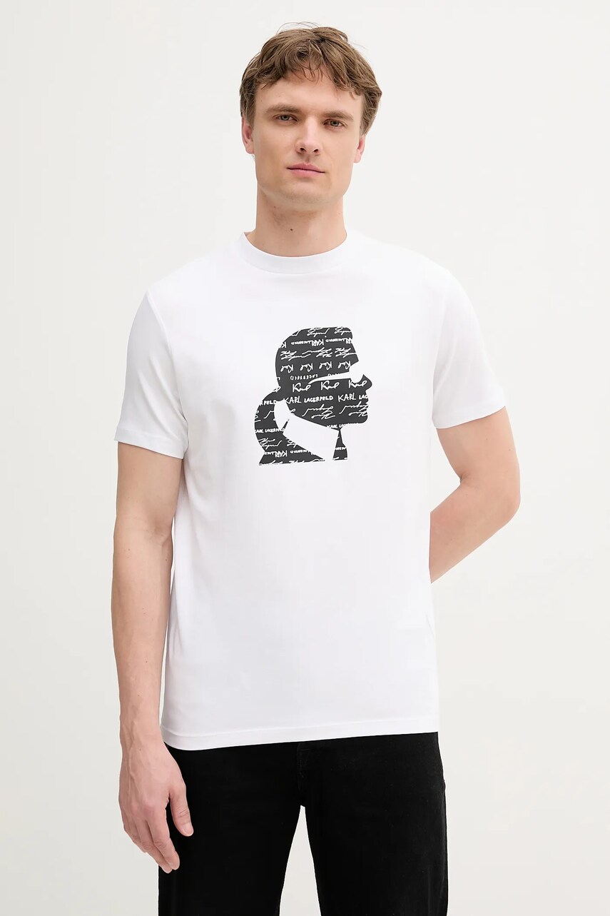 Karl Lagerfeld tricou culoarea alb, cu imprimeu, 553235.755042