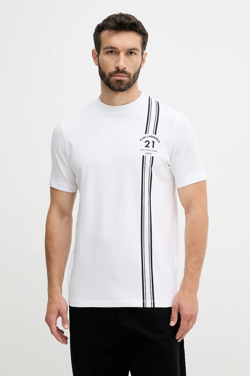 Karl Lagerfeld tricou culoarea alb, cu imprimeu, 553235.755050