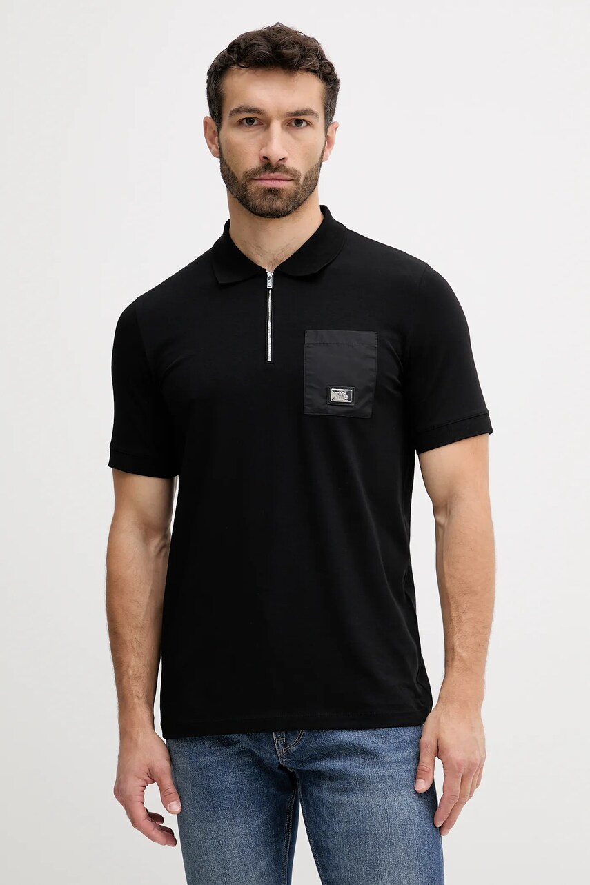Karl Lagerfeld tricou polo culoarea negru, uni, 553235.745025