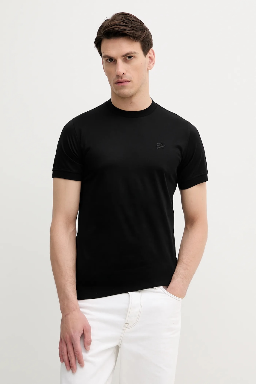 Karl Lagerfeld tricou din bumbac culoarea negru, uni, 553200.755000