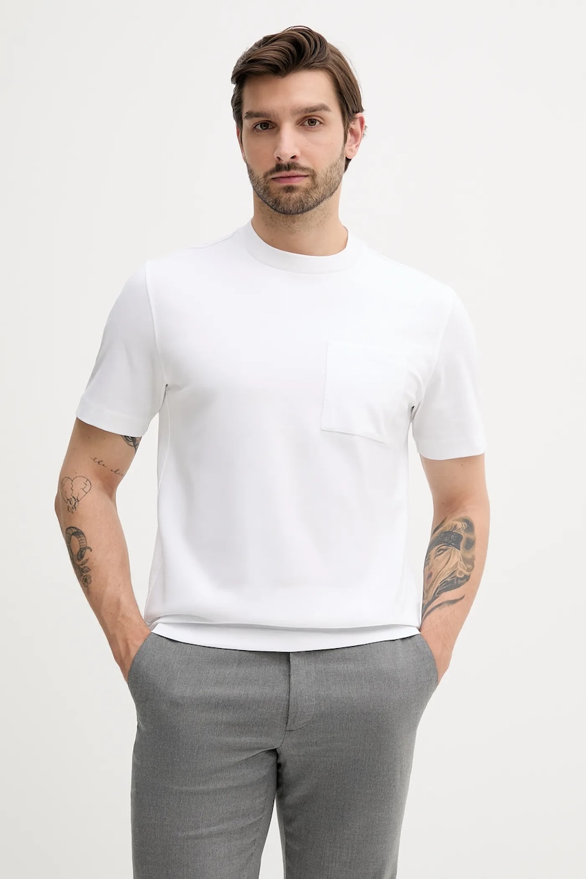 BOSS tricou culoarea alb, uni, 50543405
