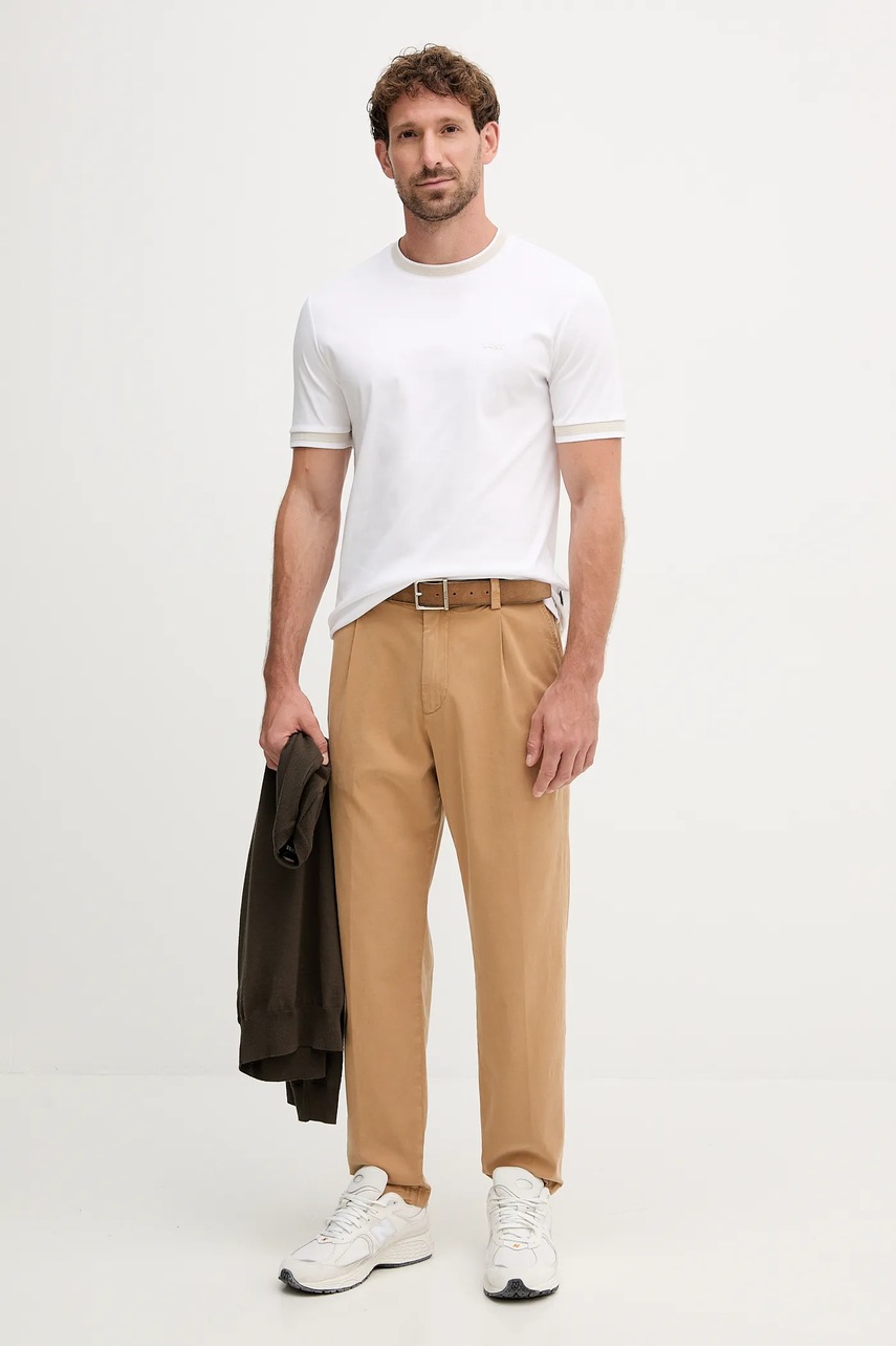 Хлопковая футболка BOSS цвет чёрный однотонная 50543858