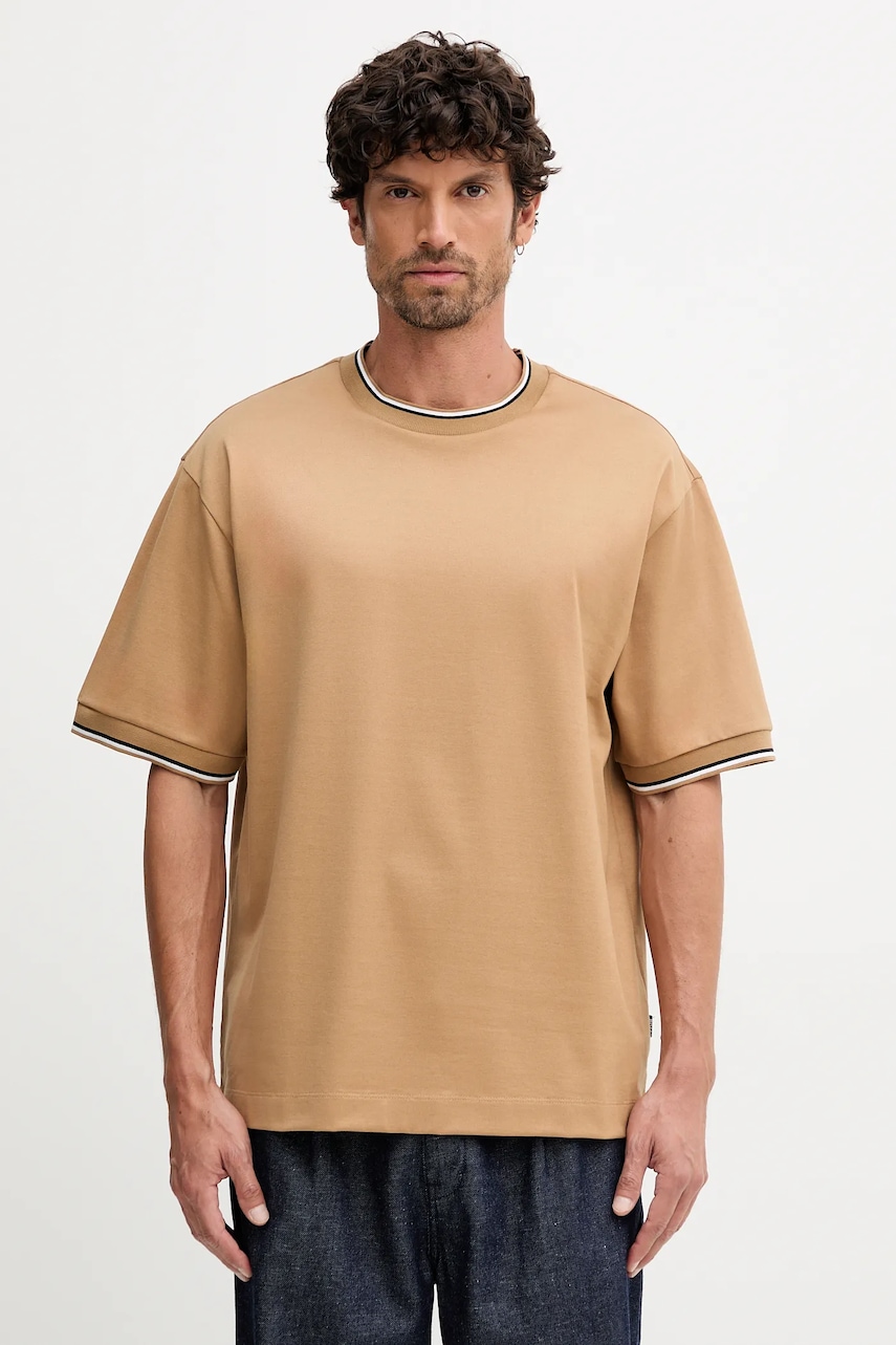 BOSS tricou din bumbac culoarea verde, cu imprimeu, 50548012