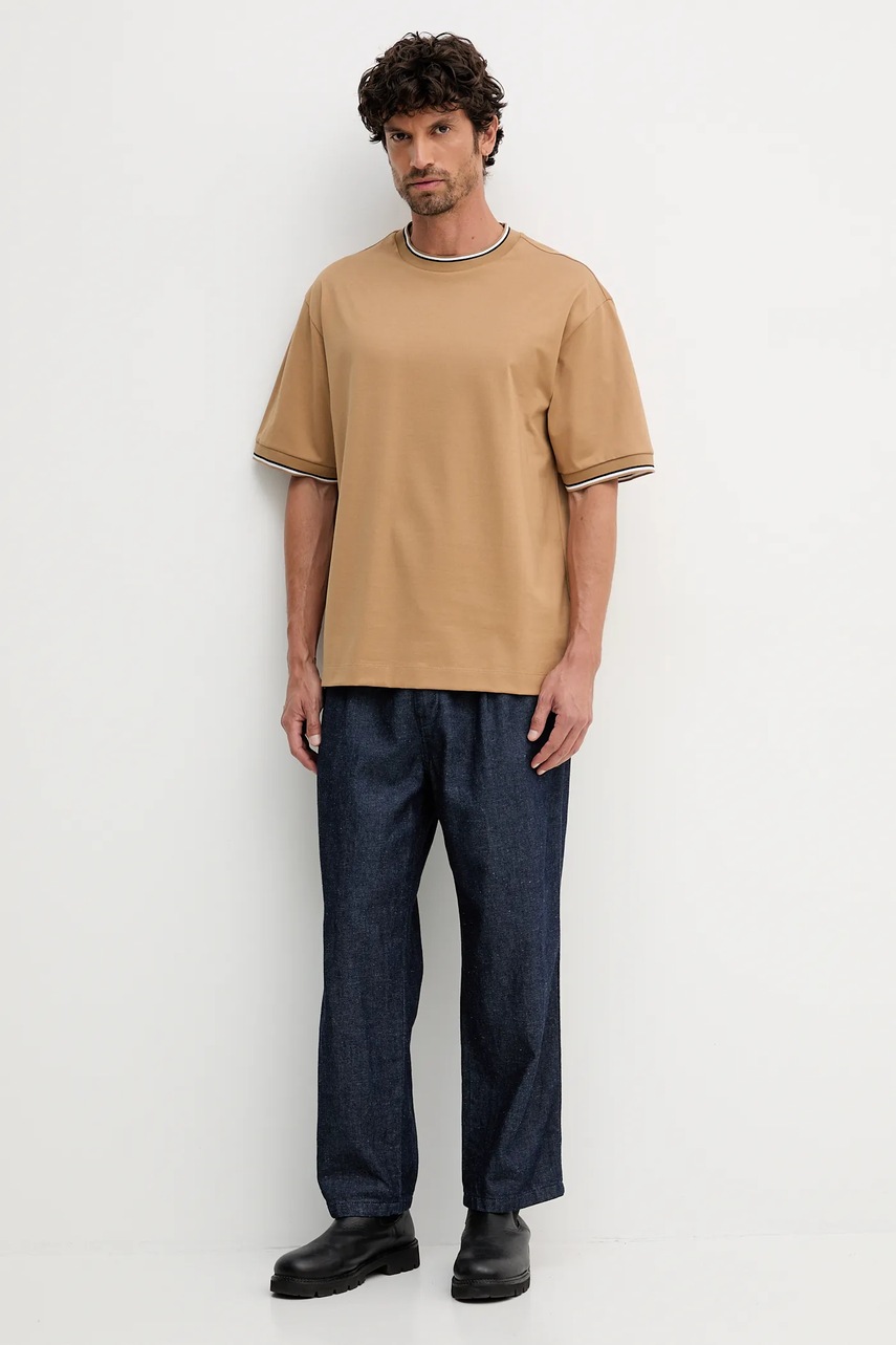 Хлопковая футболка BOSS цвет зелёный с аппликацией 50548012