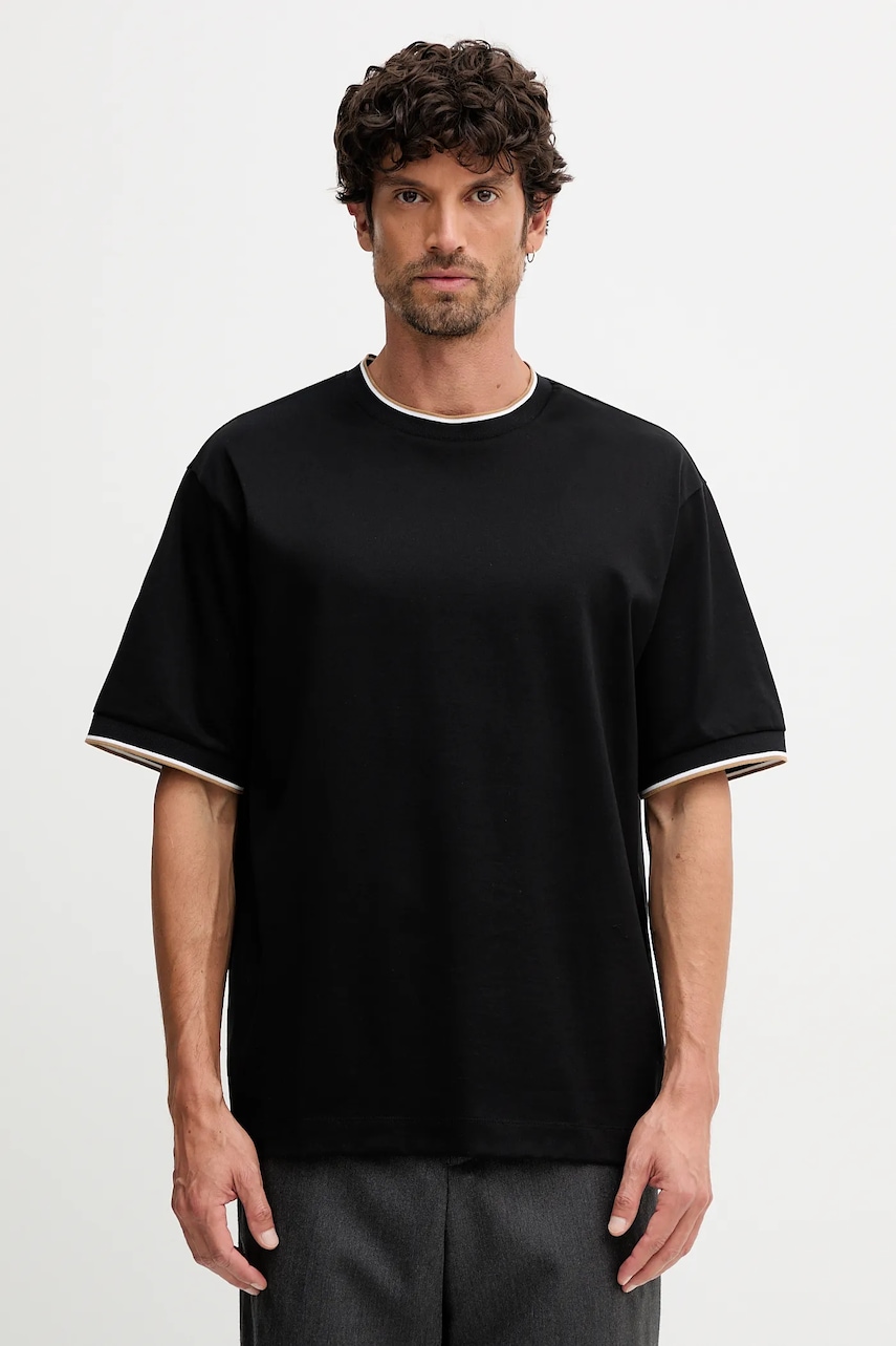BOSS tricou din bumbac culoarea negru, cu imprimeu, 50548012