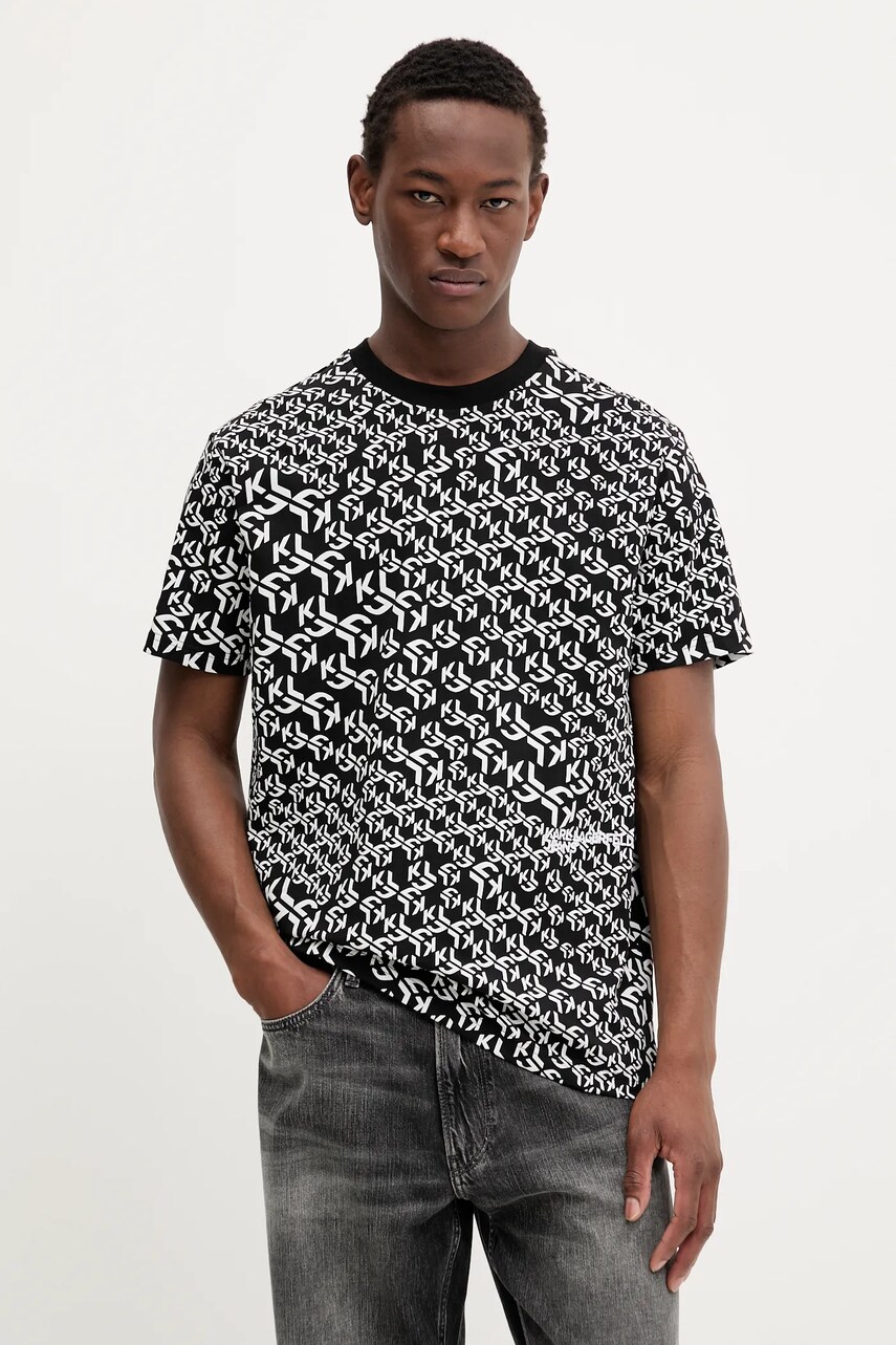 Karl Lagerfeld Jeans tricou din bumbac culoarea negru, A3M17114