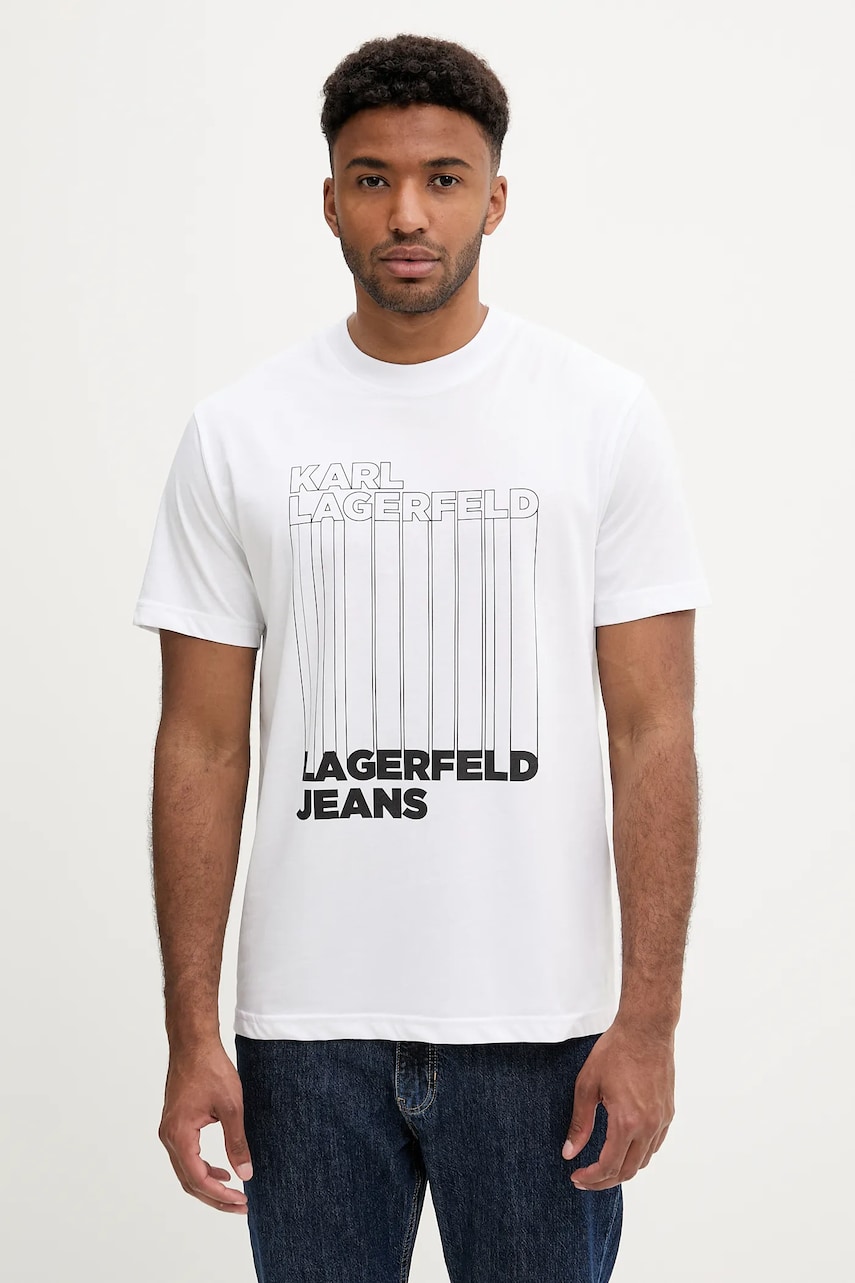 Karl Lagerfeld Jeans tricou culoarea alb, cu imprimeu, A3M17002