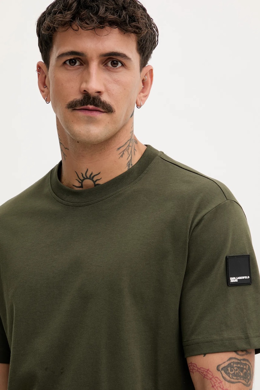 Βαμβακερό μπλουζάκι Karl Lagerfeld Jeans ανδρικό, χρώμα: άσπρο, A3M17003 φωτογραφία