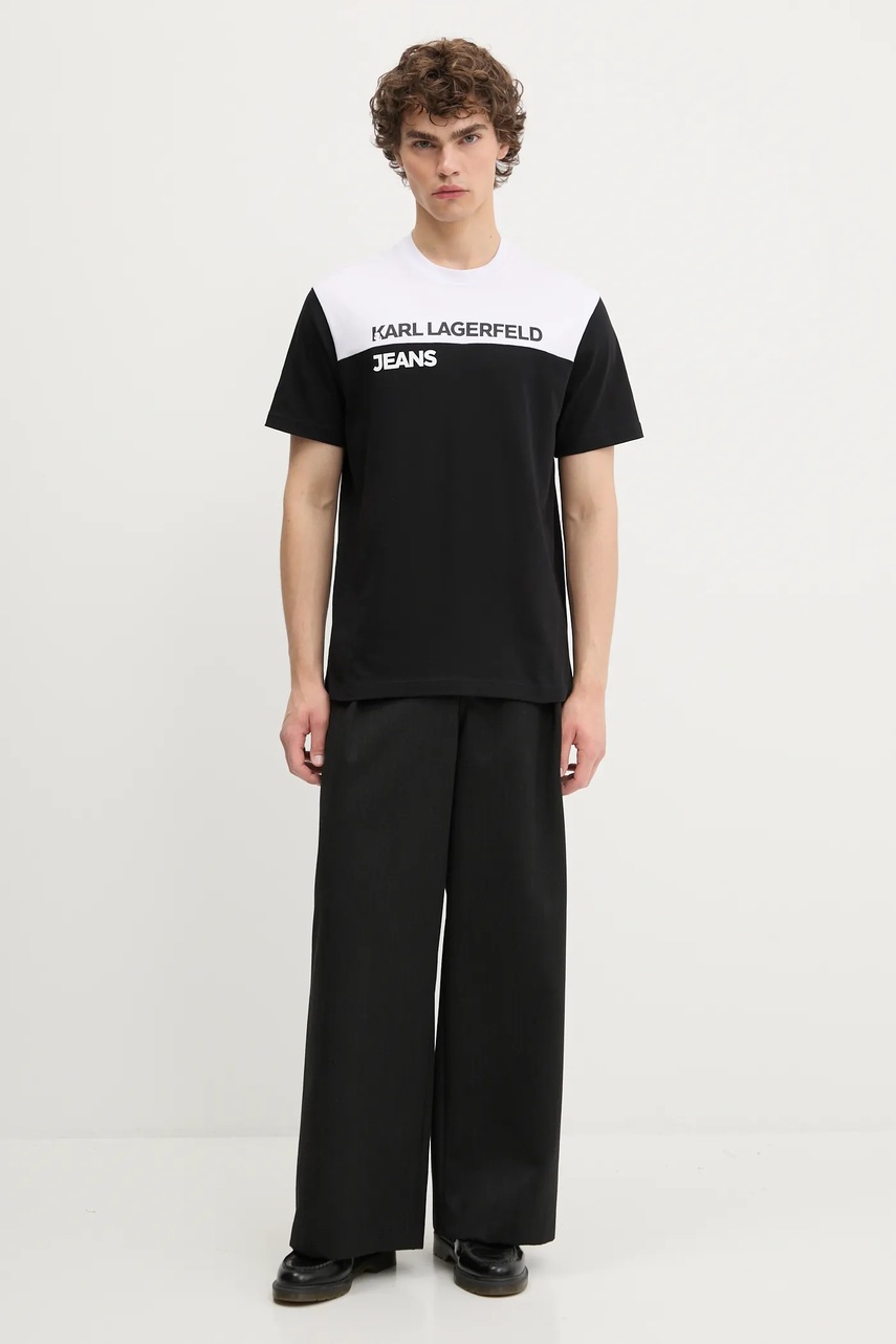 Хлопковая футболка Karl Lagerfeld Jeans цвет чёрный узор A3M17004