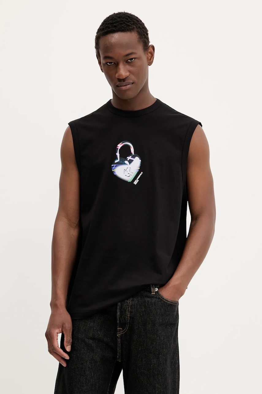 Karl Lagerfeld Jeans tricou din bumbac culoarea negru, A3M17026