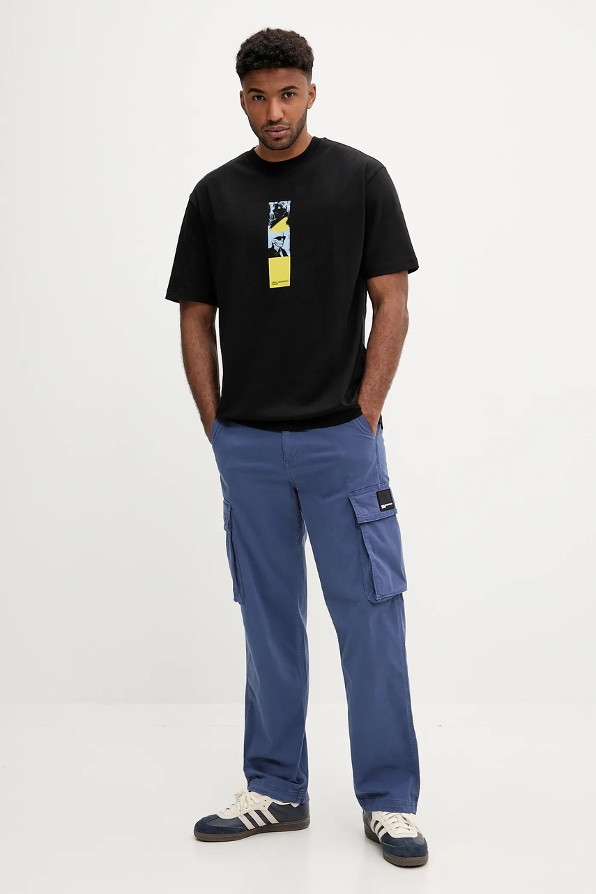 Хлопковая футболка Karl Lagerfeld Jeans цвет чёрный с принтом A3M17036