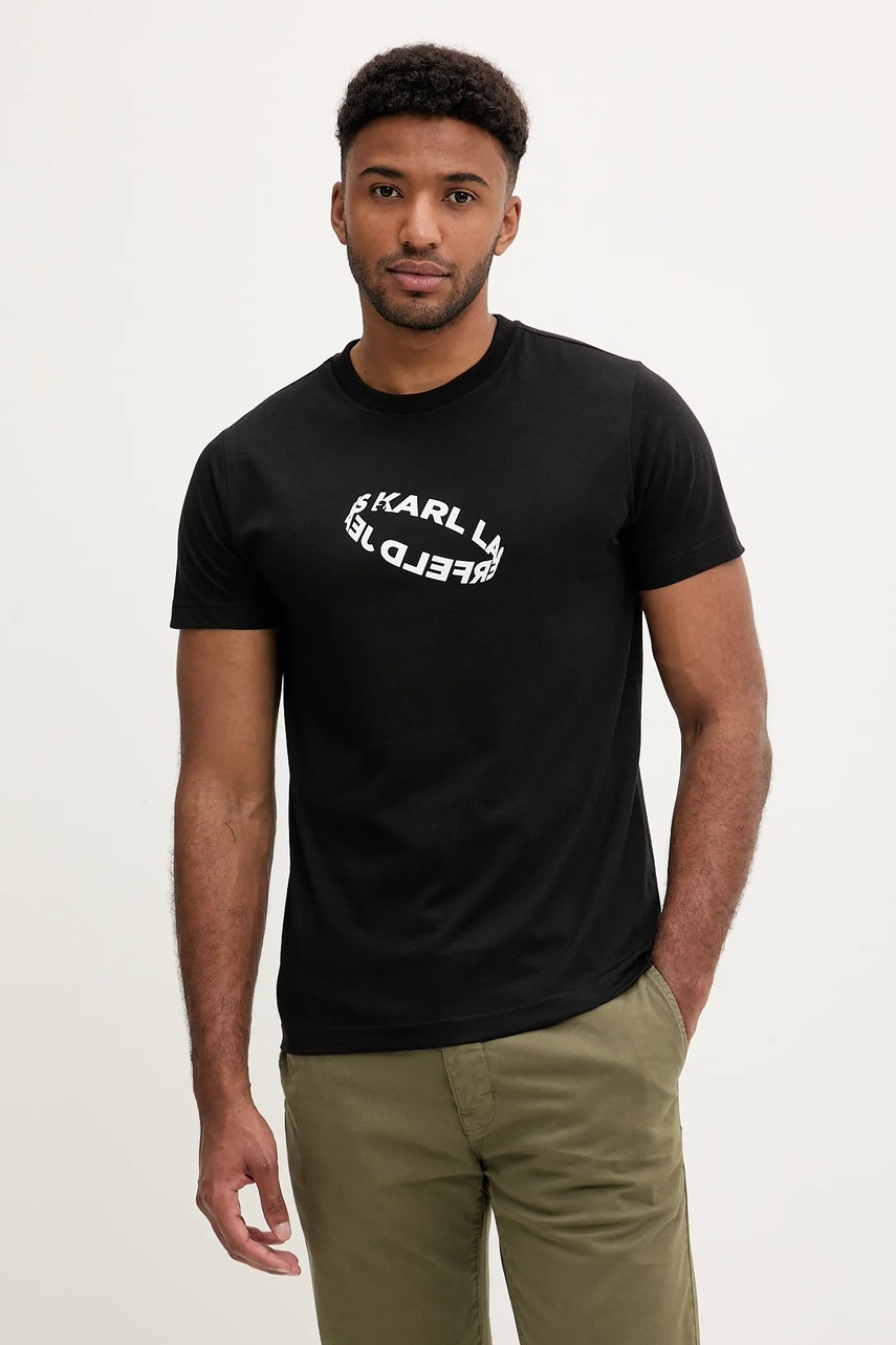 Karl Lagerfeld Jeans tricou culoarea negru, cu imprimeu, A3M17037