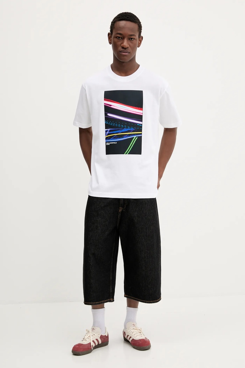 Хлопковая футболка Karl Lagerfeld Jeans цвет белый с принтом A3M17038
