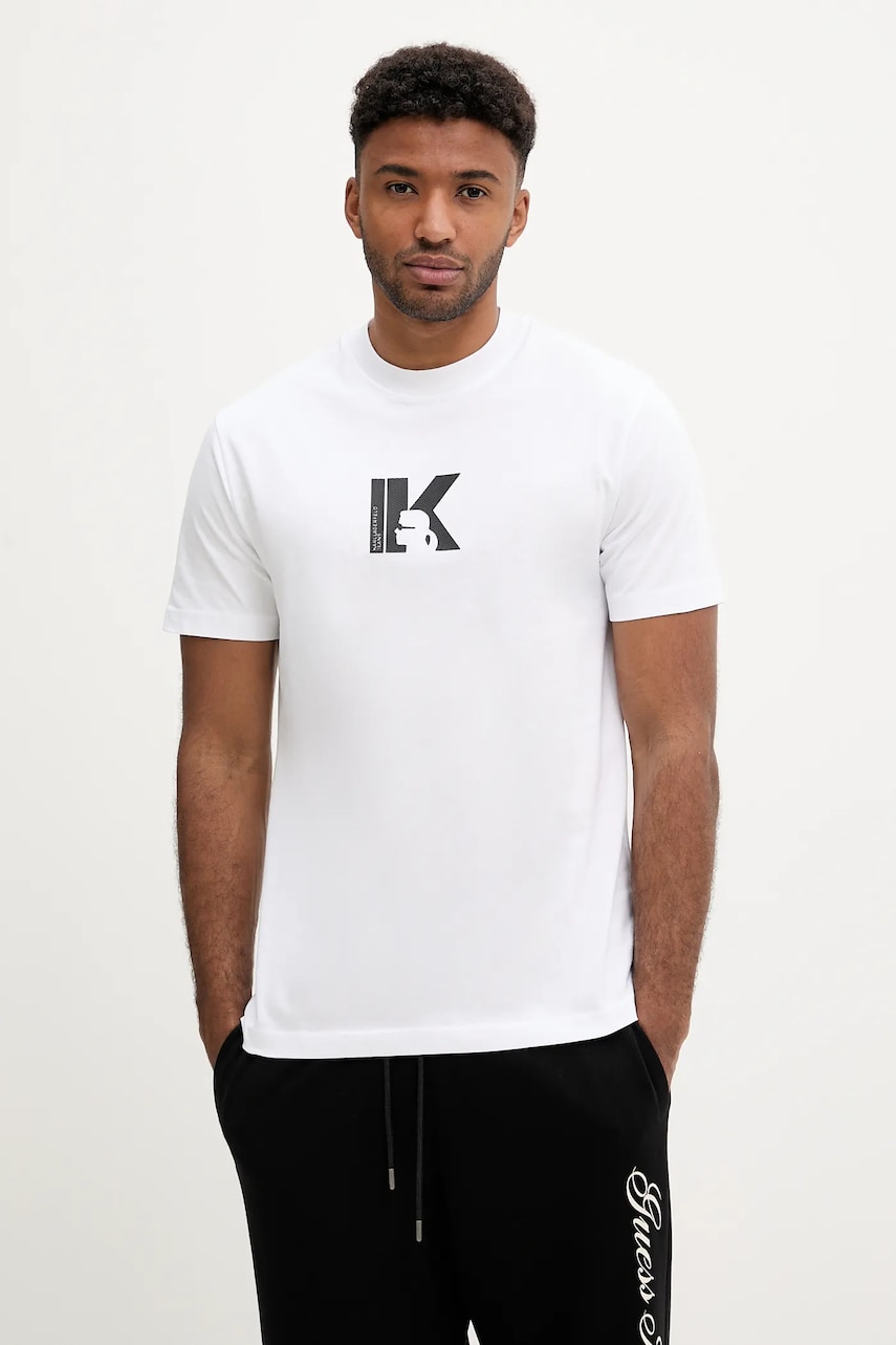 Karl Lagerfeld Jeans tricou din bumbac culoarea alb, cu imprimeu, A3M17057