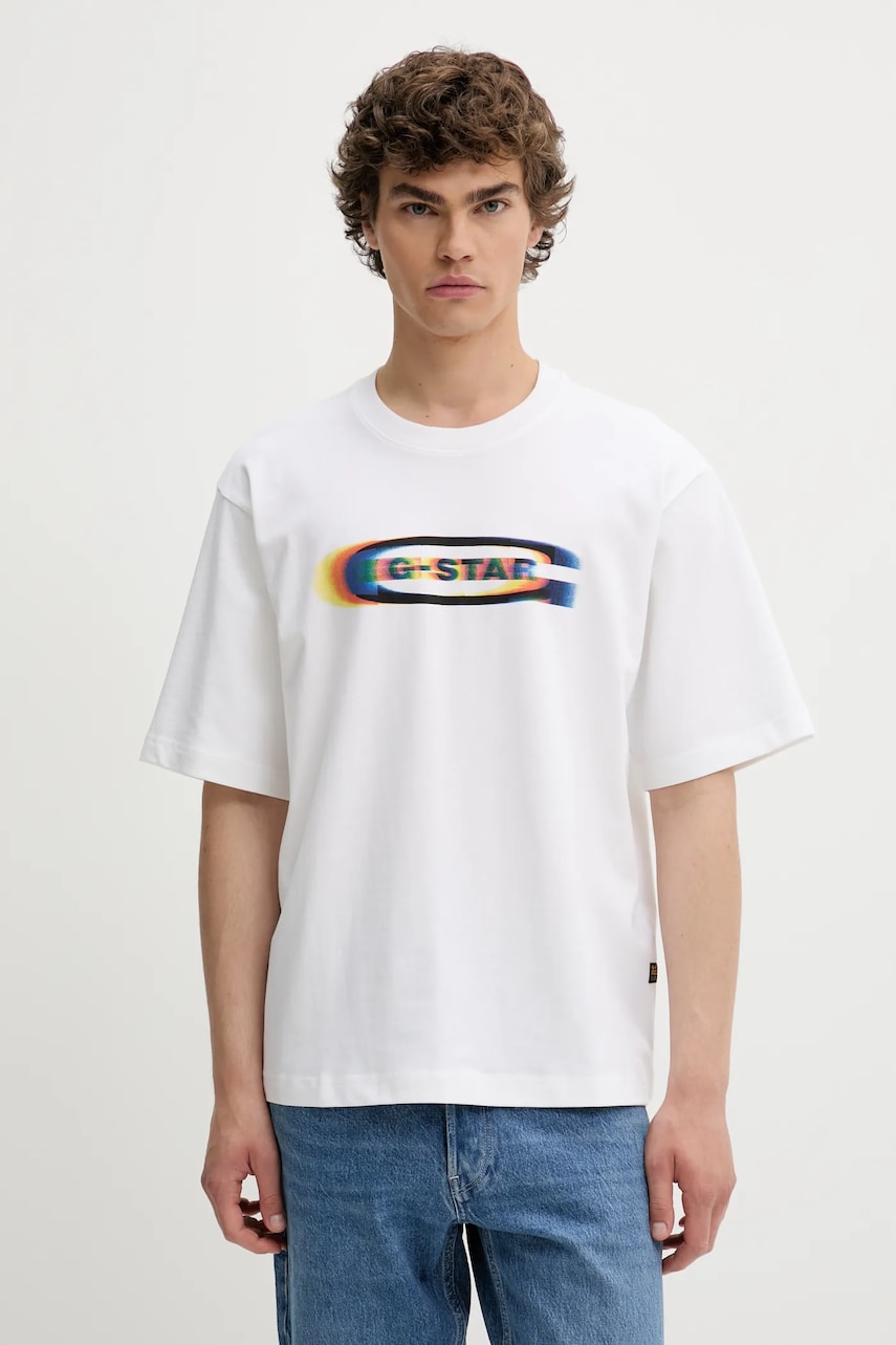 G-Star tricou din bumbac culoarea alb, cu imprimeu, D26039-C784