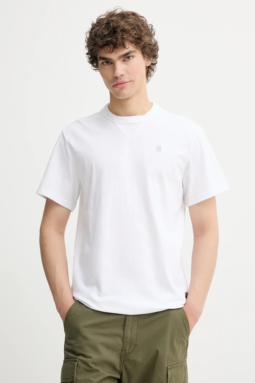 G-Star tricou din bumbac culoarea alb, uni, D24449-B255