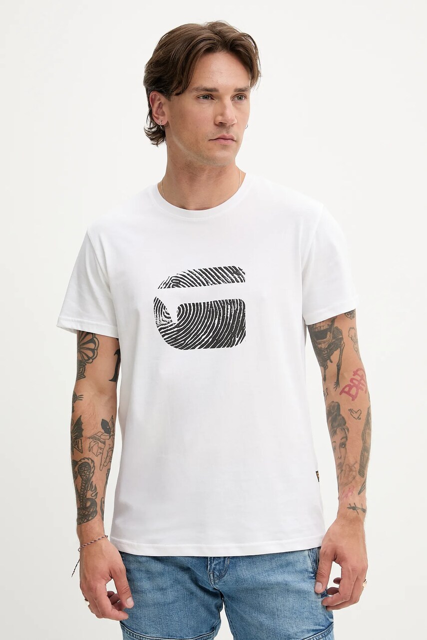 G-Star tricou din bumbac culoarea alb, cu imprimeu, D26041-C506