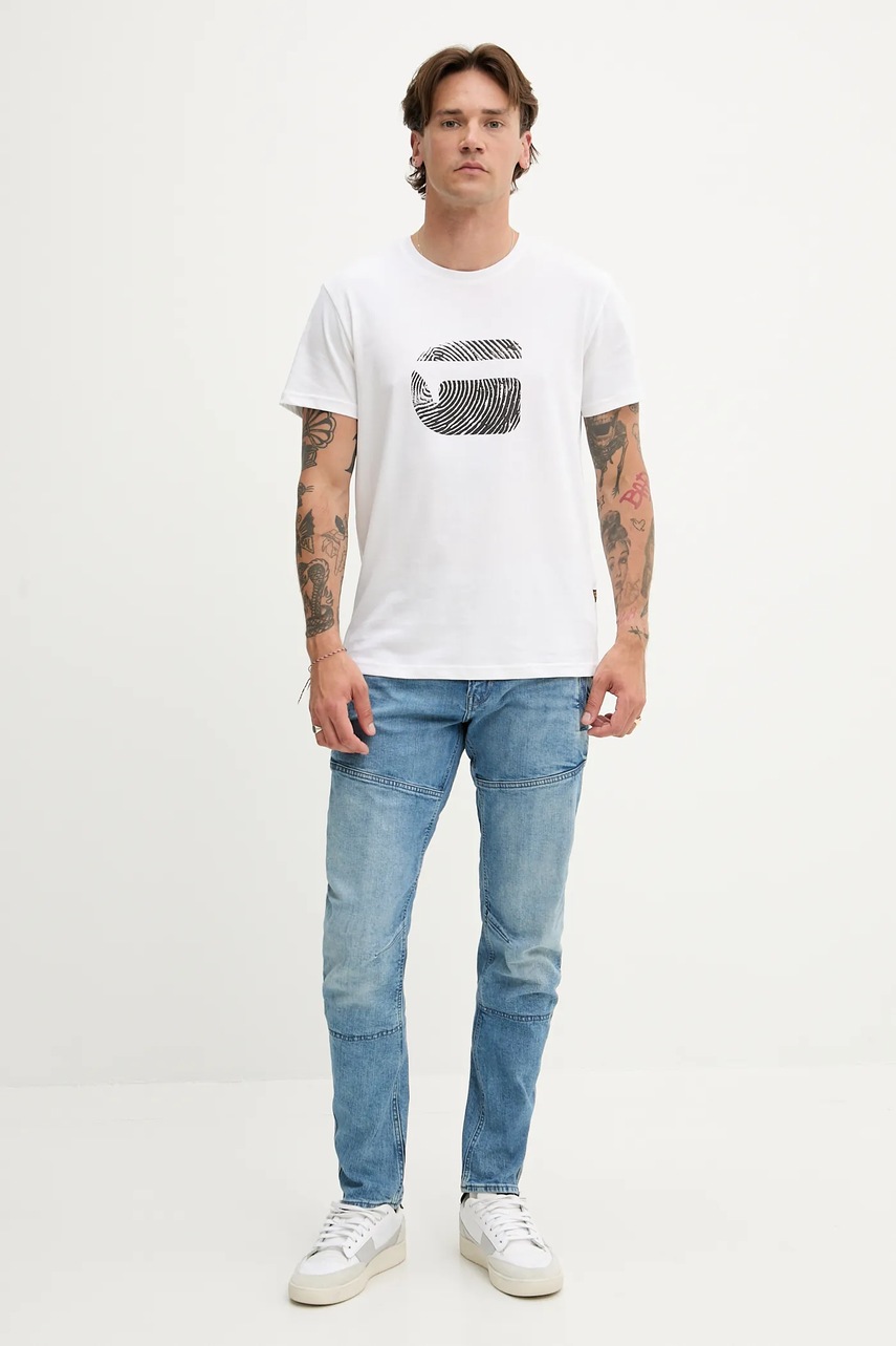 Хлопковая футболка G-Star цвет белый с принтом D26041-C506