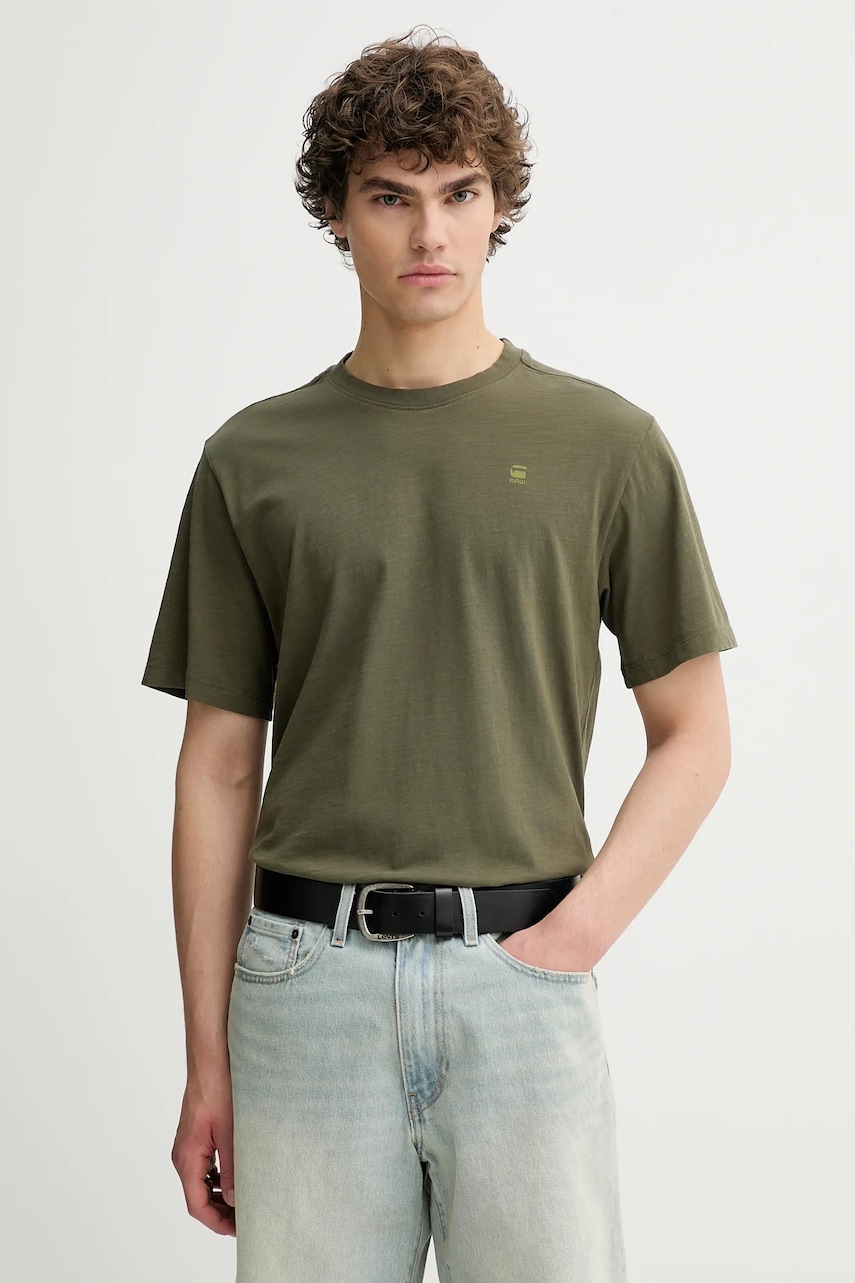 G-Star tricou din bumbac culoarea verde, uni, D26043-C372