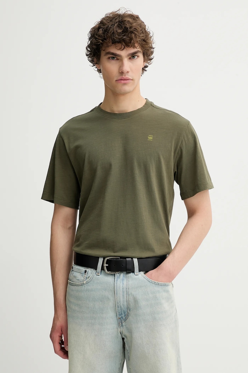 G-Star tricou din bumbac culoarea verde, uni, D26043-C372